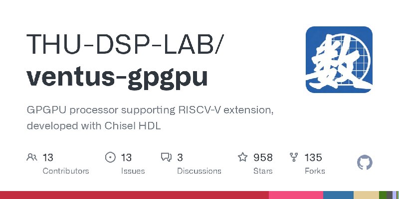 GitHub - THU-DSP-LAB/ventus-gpgpu: GPGPU processor supporting RISCV-V extension, developed with Chisel HDL