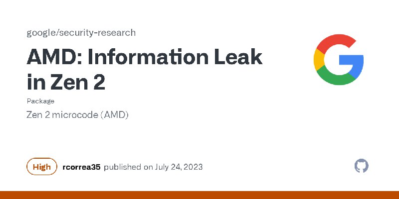 AMD: Information Leak in Zen 2